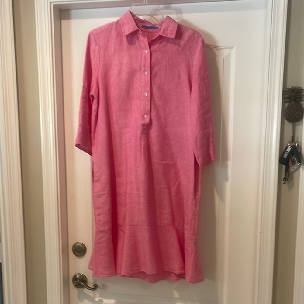 Pink Linen Shirt Dress by McLaughlin